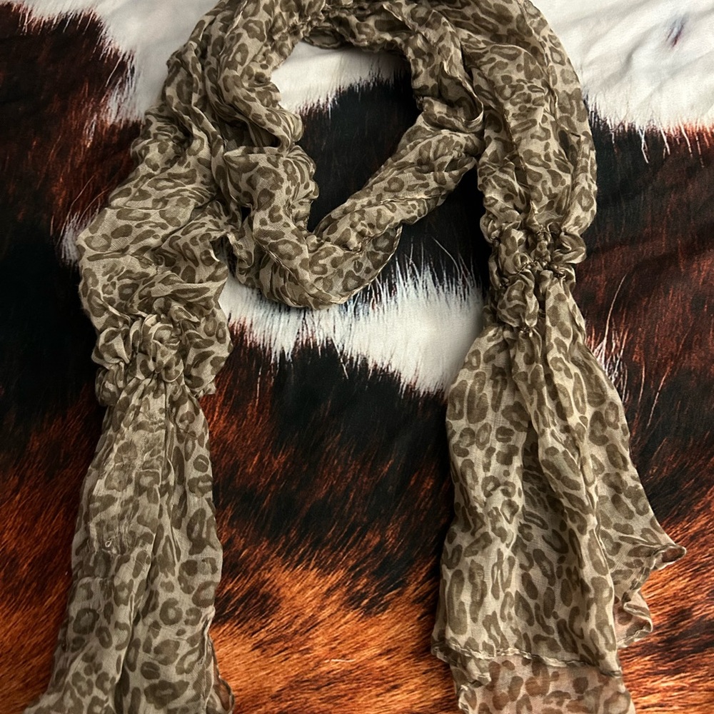 Leopard Print Scarf - Brown and Tan